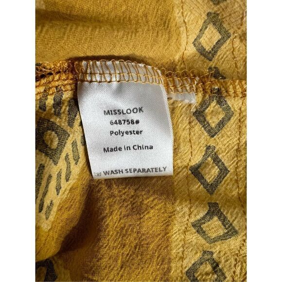 Misslook Maxi Boho Yellow Shift Dress Size M Southwestern Lace Trim Sleeveless - Picture 9 of 12